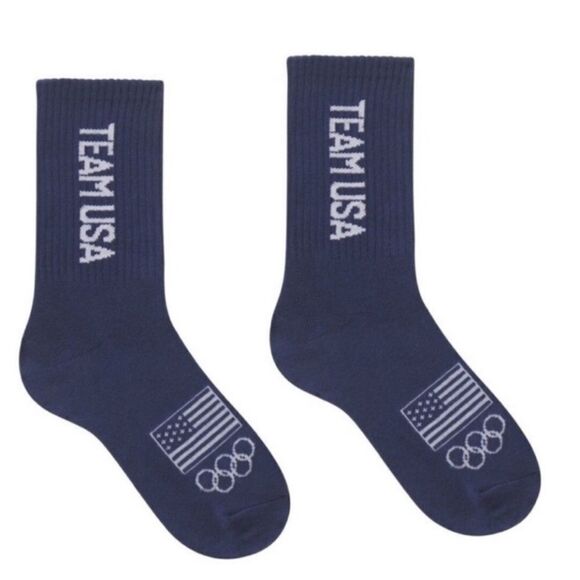 SKIMS 2 Pairs USA Olympic Flag Navy Blue Crew Socks NWT - Picture 8 of 15